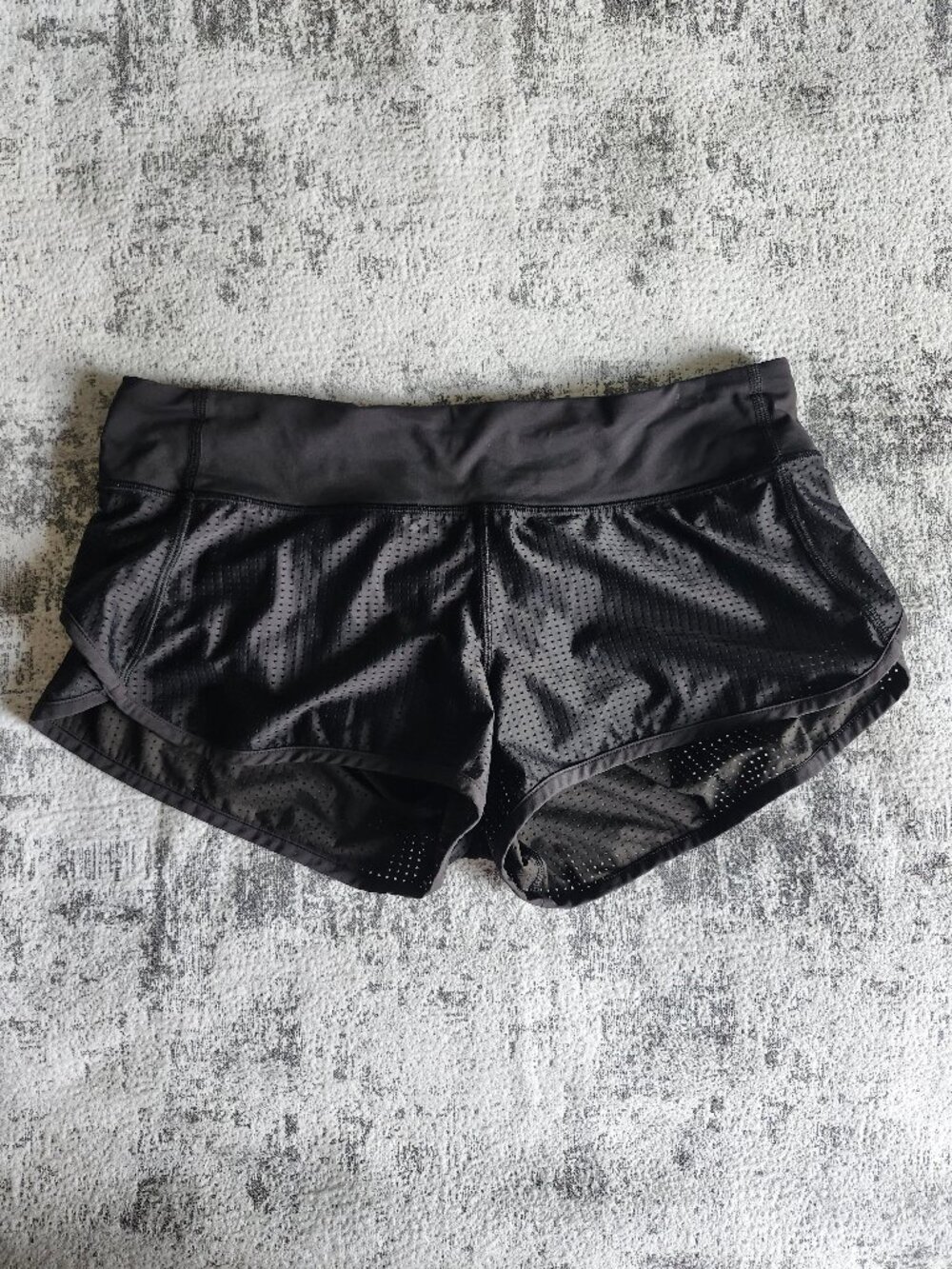 Lululemon Black Speed Shorts Mesh Lined Size 8